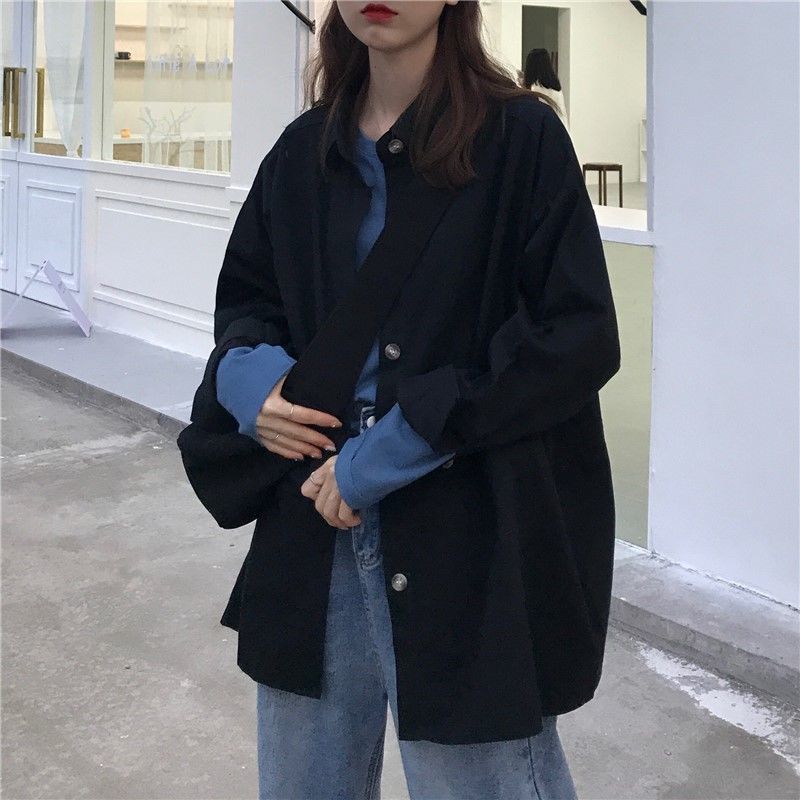 Korean version of the 2023 summer new ins loose all-match thin section tooling retro Hong Kong style coat female student shirt trend