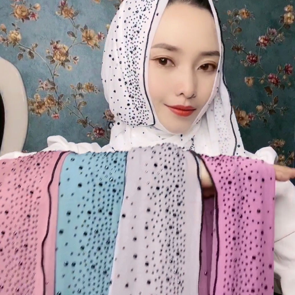 Muslim headscarf show Yingxia ultra thin breathable perm mesh scarf leisure long scarf Hui women's sunscreen scarf