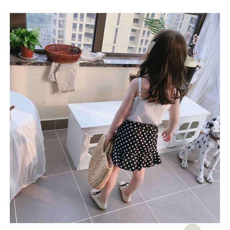 Korean version of super foreign style retro wave point stretch girl skirt skirt
