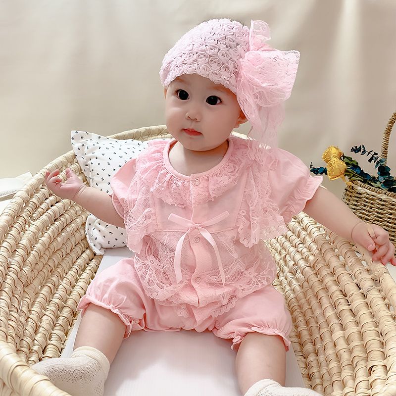 0到3个月宝宝衣服刚出生婴儿纯棉连体衣新生儿满月服女爬爬衣裙子