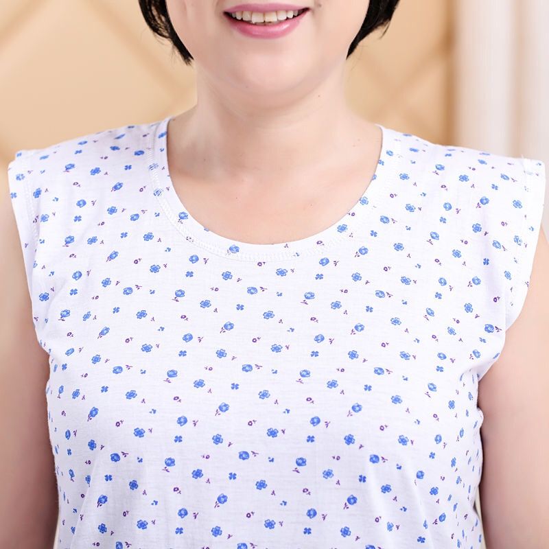165805-中老年人妈妈奶奶装纯棉老太太汗衫无袖夏季宽松薄款短袖全棉背心-详情图
