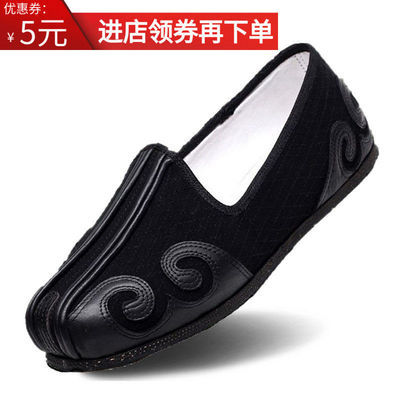 老北京布鞋低帮男单鞋夏季透气民族风浅口防滑中老年传统汉服洒鞋