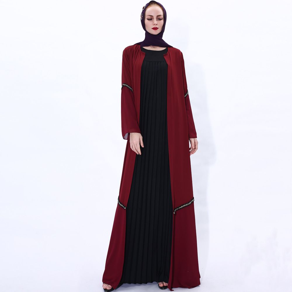 Saudi Arabia Muslim Muslim Abu Dhabi cardigan women's robe solid color Indian summer dress worship dress