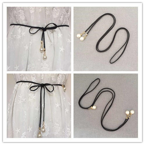Buy 2 get 1 women's waist chain knitting thin belt versatile dress with sweater decoration waist rope knot skirt