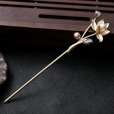 33466/旗袍盘发发簪原创设计古风简约宫廷古装汉服步摇国风簪子金属单簪