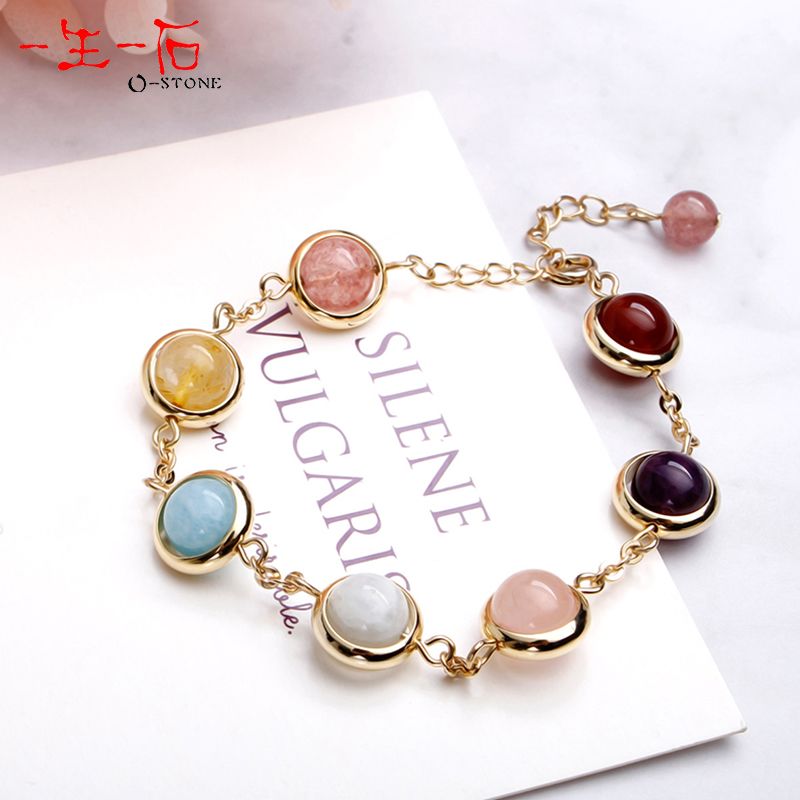 A stone of natural strawberry crystal transfer beads hand string lucky and sweet girl heart send girl friend Bracelet Japanese and Korean women