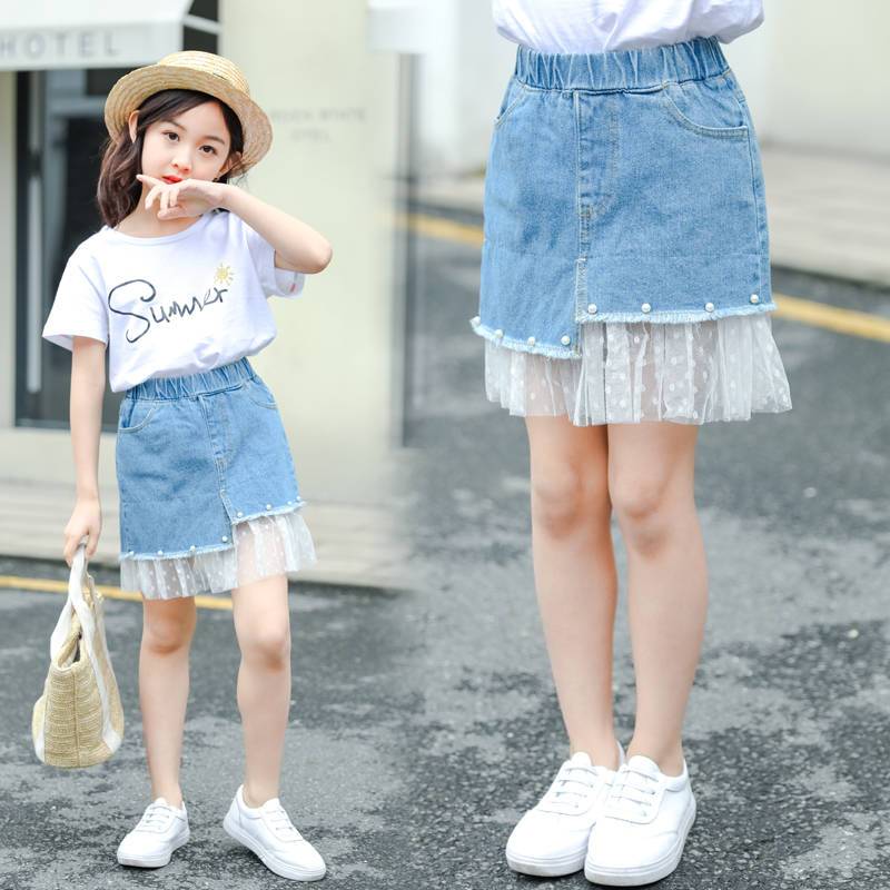 Girl's denim skirt summer dress 9-year-old girl's 6-summer foreign style 7-skirt children's summer skirt 8