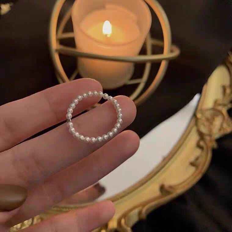 珍珠戒指女韩版学生简约ins潮个性网红小饰品闺蜜食指指环尾戒