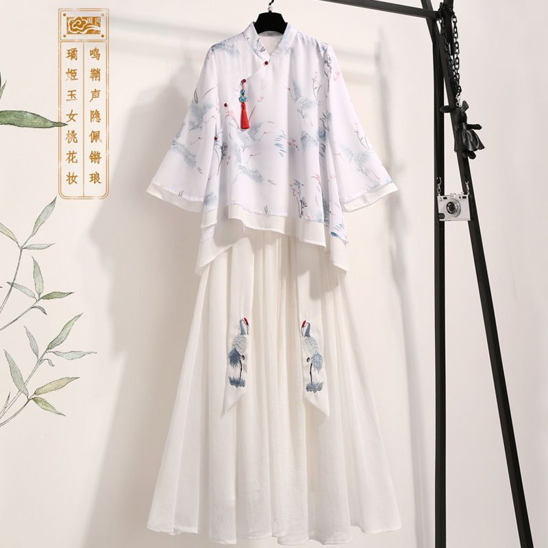單 /兩件套2023新款漢服女中國風學生古裝旗袍潮流民國風復古茶服