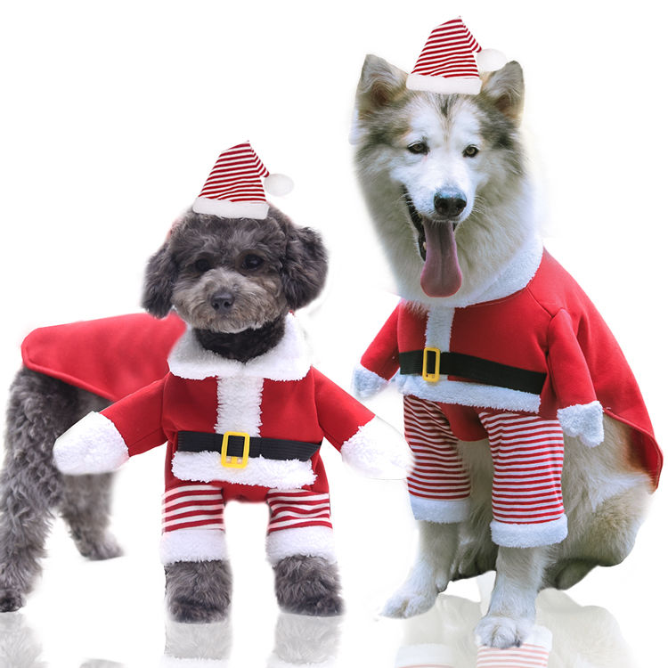 Dog christmas clothes standing old man small medium and large dog golden hair samoshki cat autumn and winter new products