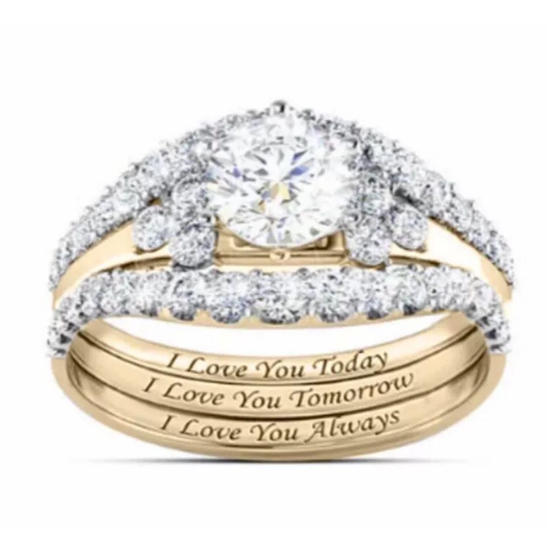 Micro-set Diamond Ring Three-piece Set For Women Engagement_voghion.com