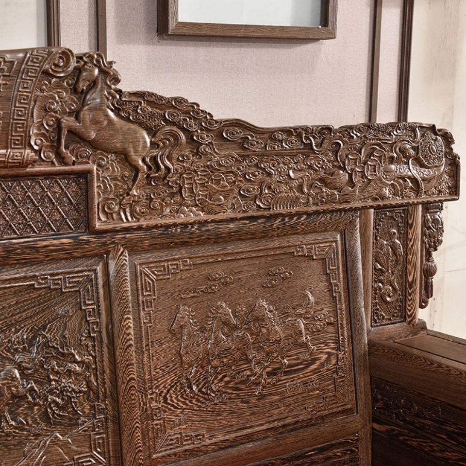 红木家具鸡翅木大宝马沙发123七件套高档明清古典客厅组合全实木