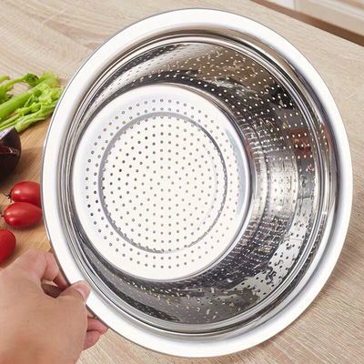 加厚小孔大孔不锈钢漏盆洗菜盆淘米盆洗菜篮沥水盆多用厨房家用盆