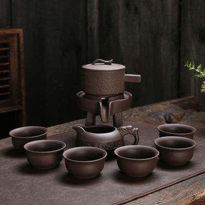 紫砂石磨功夫懒人茶具套装自动出水过滤泡茶器家用喝茶茶具全套组