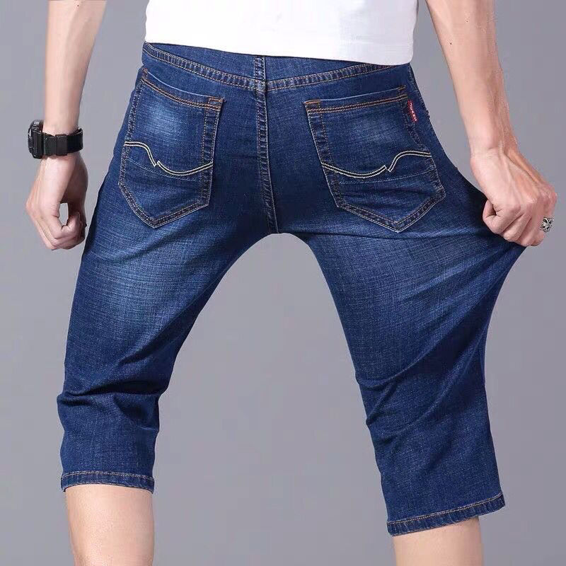 Capris men's summer thin denim shorts men's loose elastic Capris slim men's pants breeches large pants