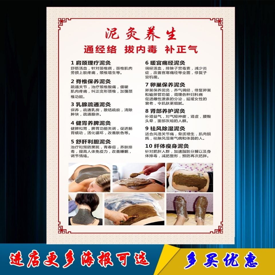 美容院养生馆装饰画理疗湿敷中药泥灸的功效好处介绍