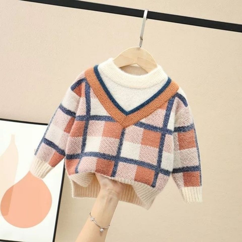 Boys' mink sweater autumn / winter 2020 new children's Pullover Sweater