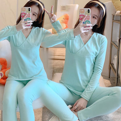 91189/孕妇睡衣秋衣裤套装怀孕期纯棉产后哺乳喂奶衣厚款保暖内衣月子服