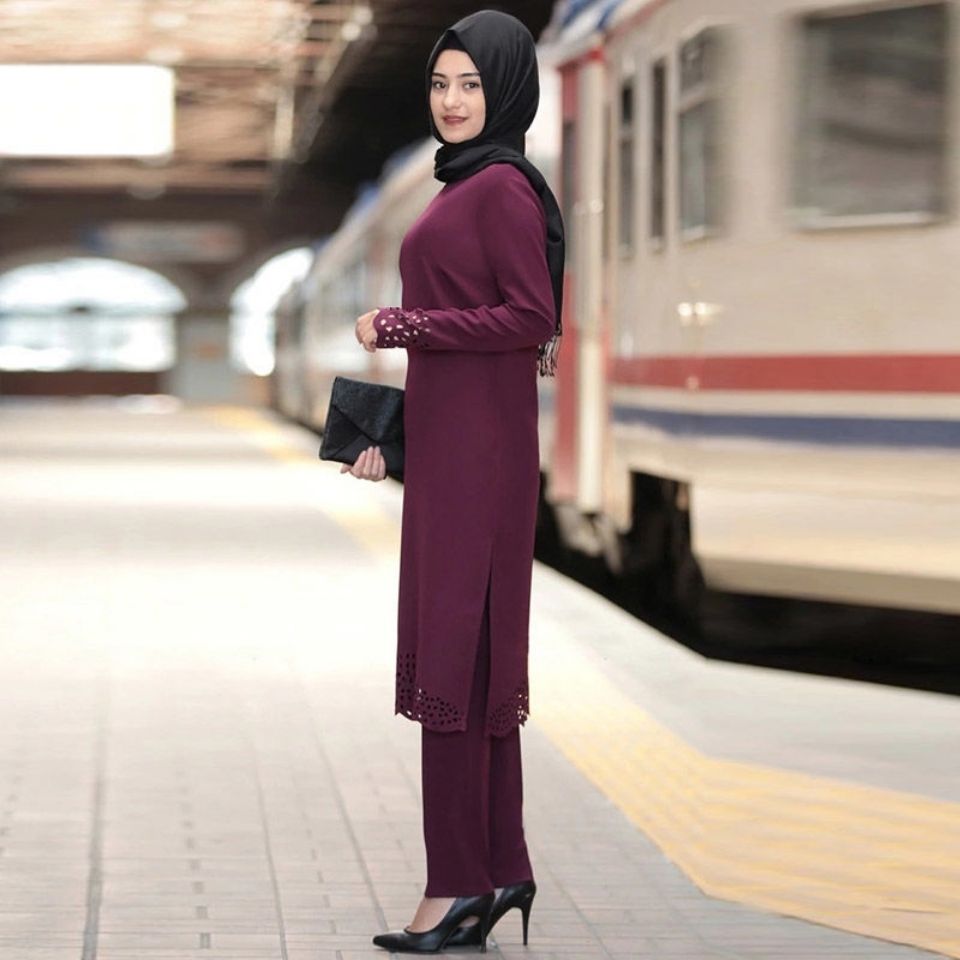 Summer dress new Muslim Dubai women's travel Qinghai robe medium-length burnt flower Turkish dress robe