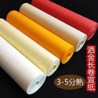 45858/宣纸洒金长卷百米毛笔字国展书法国画创作专用纸半生熟作品仿古纸