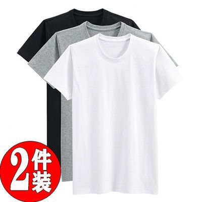 男士短袖背心纯棉老年人圆领宽松大码汗衫夏季老头衫T恤薄款白色