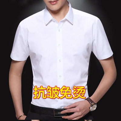 16575/短袖白衬衫男中青年韩版修身职业半袖工装纯色棉衬衣免烫商务寸衫
