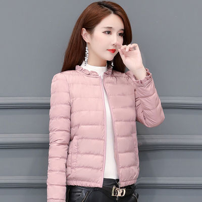 57102/秋冬轻薄羽绒棉服女外套2021新款修身短款大码保暖棉服外套