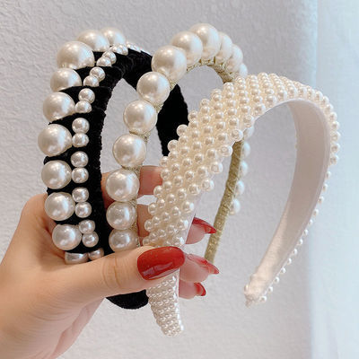 119572/法式复古珍珠发箍女韩国ins网红气质发卡百搭外出后挂式可爱头箍