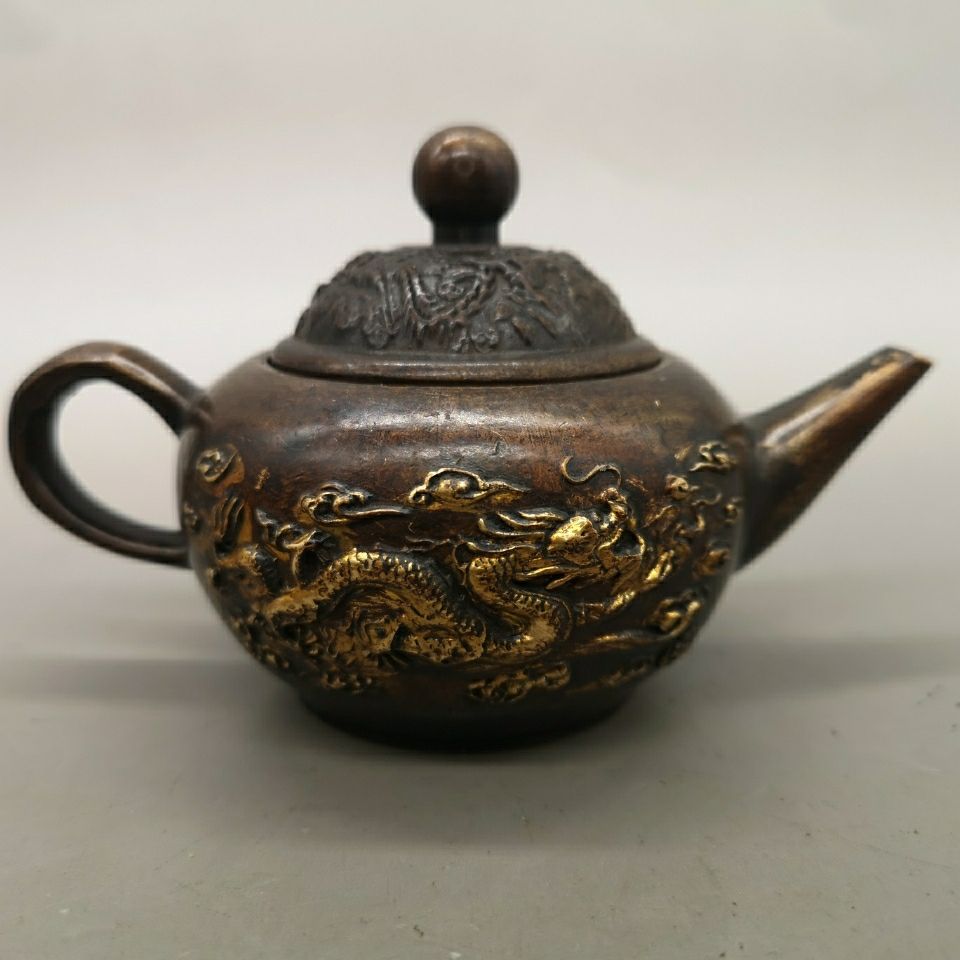 龙凤壶古董古玩铜壶收藏大清乾隆年制老物件酒壶地摊捡漏水壶特价
