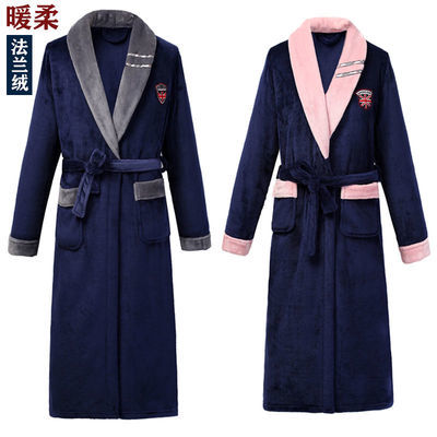 106579/【加厚长款】冬季法兰绒情侣睡袍男士睡衣可外穿珊瑚绒浴袍女大码