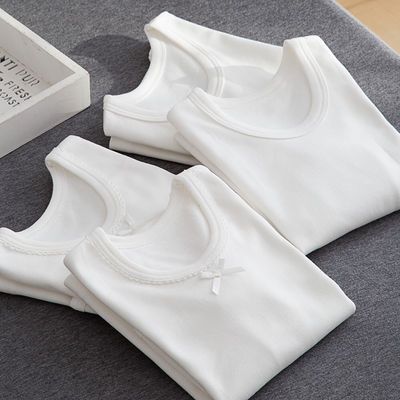 2件装儿童中小童纯白长袖春秋新款男童纯棉打底t恤长袖女童大童