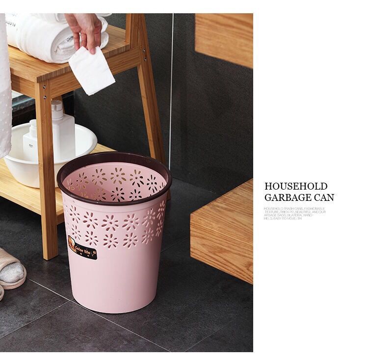 批發價垃圾桶家用無蓋大號帶壓圈可愛小筒客廳廚房衛生間鏤空紙簍