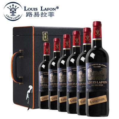 法国路易拉菲干红葡萄酒源自2009六支整箱送手提皮箱酒具原酒进口