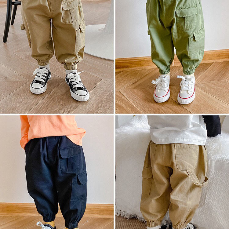 男童褲子春款兒童工裝褲2023新款褲子寶寶洋氣束腳休閒褲韓版長褲