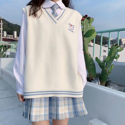 75546/四件套装/单件春秋新款学院风jk制服针织毛衣马甲衬衫百褶裙子潮