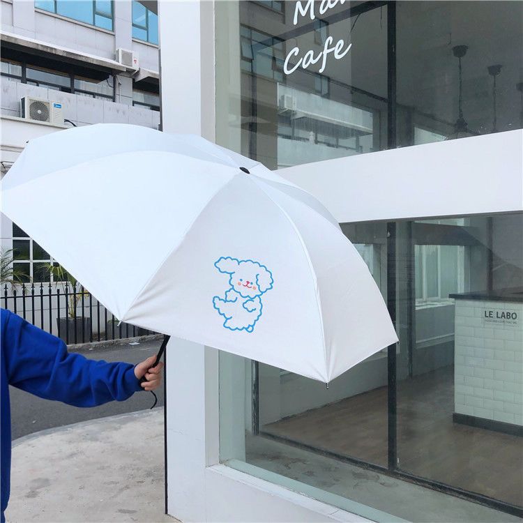 韩国小熊折叠雨伞女可爱太阳伞防紫外线伞晴雨两用ins黑胶防晒