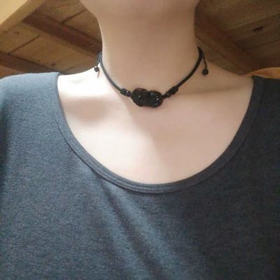 69314/黑曜石情侣网红貔貅项链颜九同款吊坠男抖音女横版编织锁骨链招财