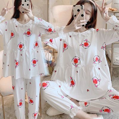 73130/月子服春秋棉质产后哺乳衣怀孕期孕妇睡衣夏季薄款产妇喂奶套装女