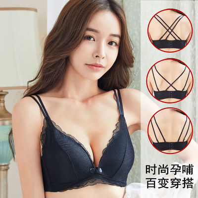 40172/哺乳文胸前开扣孕妇内衣舒适无钢圈聚拢防下垂怀孕期喂奶胸罩薄款