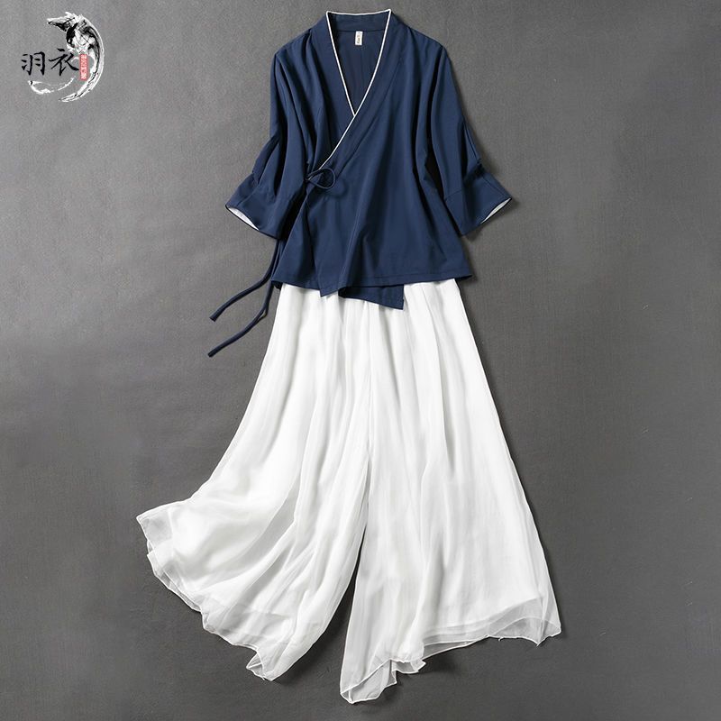 單/兩件套 2023夏禪意古風女裝中國風漢服改良居士服古裝茶服禪服
