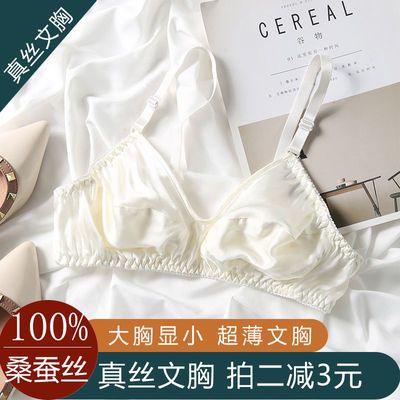 真丝内衣女薄款文胸100%桑蚕丝无海绵无钢圈性感冰丝无痕内衣女夏