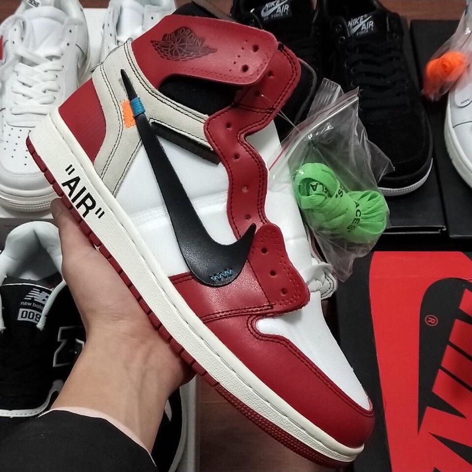 aj乔1联名offwhiteow欧洲限定北卡蓝芝加哥全白男女鞋高帮鞋