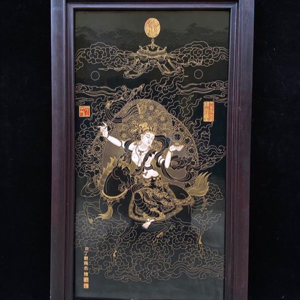 景德镇陶瓷画装饰画家居挂画丁观鹏作品瓷板画掐丝人物唐卡挂屏画