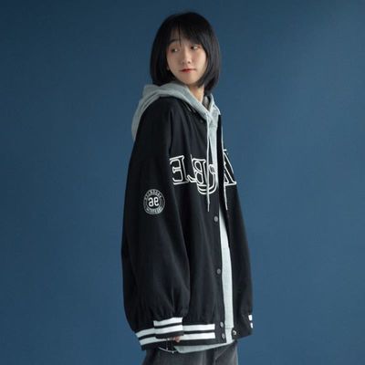 57540/春秋新款外套女韩版日系宽松百搭学生ins潮字母刺绣BF棒球服夹克
