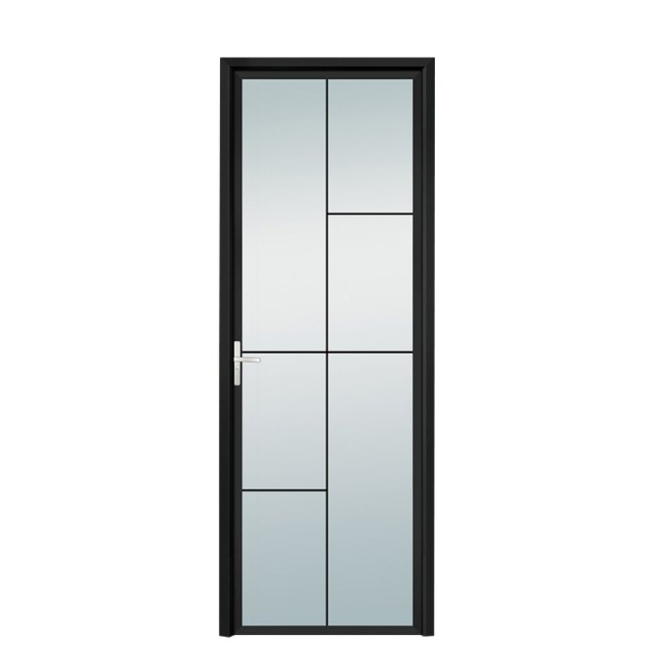 窄边框黑色卫生间门洗手间门双层钢化玻璃平开门含门框带锁具合页