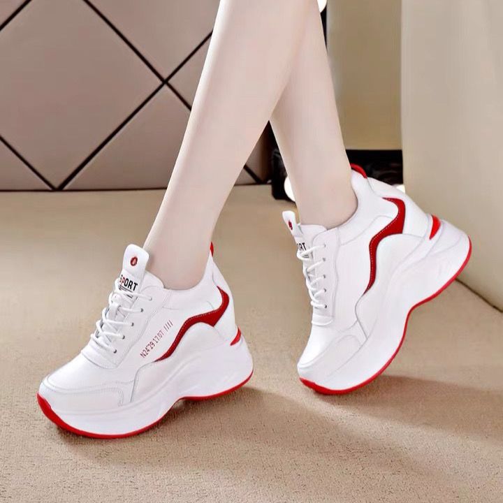 Inner heightening daddy shoes women's fashion new net red versatile Plush thick soled sports and leisure Women's shoes in autumn and winter