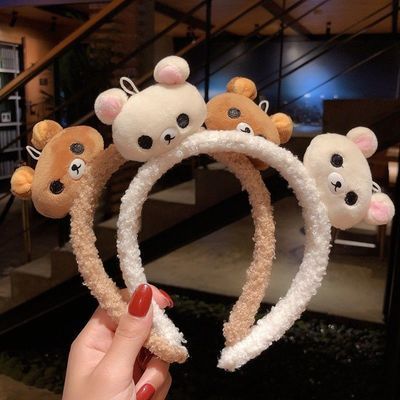 72617/可爱小熊毛绒洗脸发箍少女搞怪头饰外出百搭发卡网红超仙压发头箍