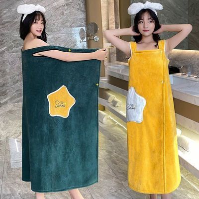 71842/加厚浴袍女比棉吸水珊瑚绒速干百变浴巾可穿可裹浴裙秋冬大码睡袍