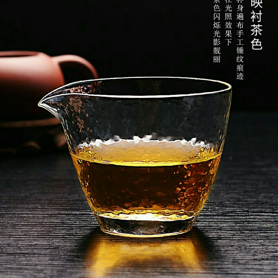 日式耐热玻璃锤目纹公道杯加厚公杯锤纹茶海功夫茶具配件 虎窝拼