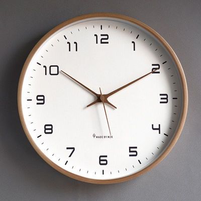 超静音挂钟简约创意时尚钟表北欧时钟挂墙木质钟表客厅家用免打孔